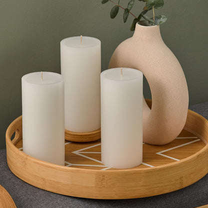 Simply Soson Set of 3 Unscented White Pillar Candles, 3x6 Inch, Smooth Texture, Dripless Design - Ideal for Weddings, Parties, Spas, Dinner, Home Décor, and Church Use