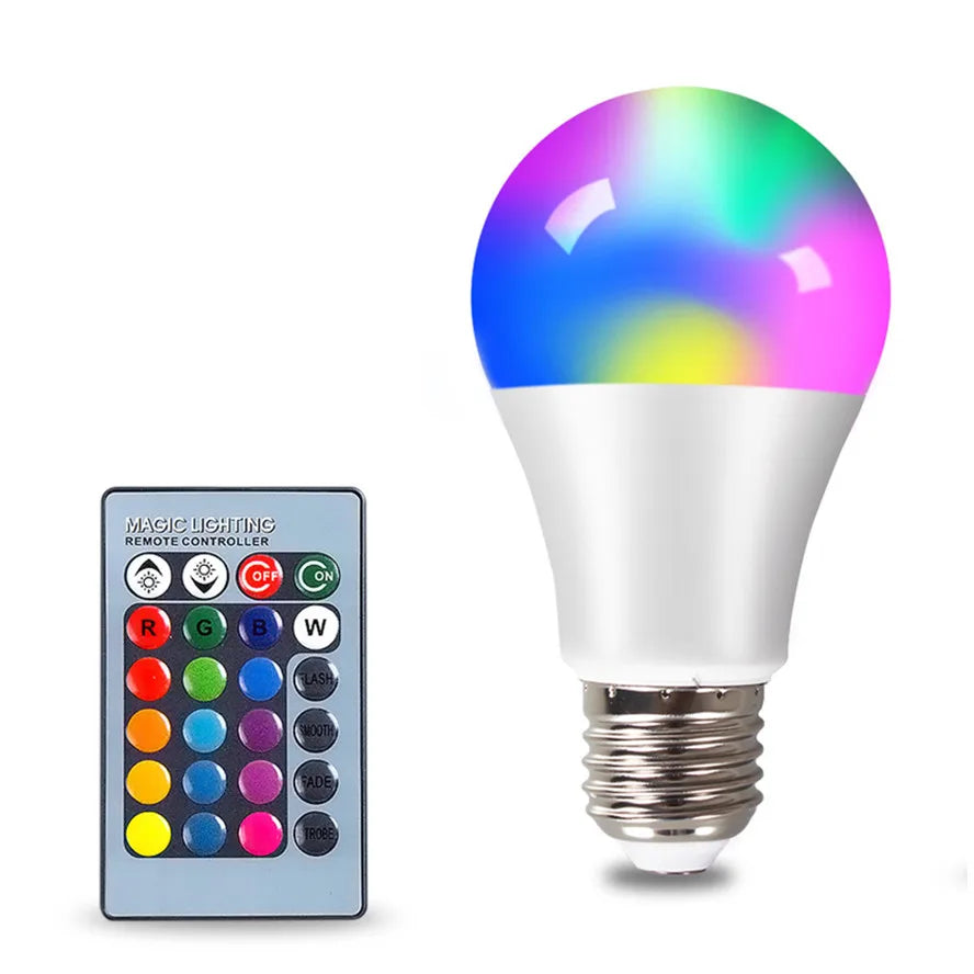 E27 LED RGB Spotlight Bulb with IR Remote Control - Smart Home Decor Lighting, Available in 4W, 10W, and 15W, AC 85-265V