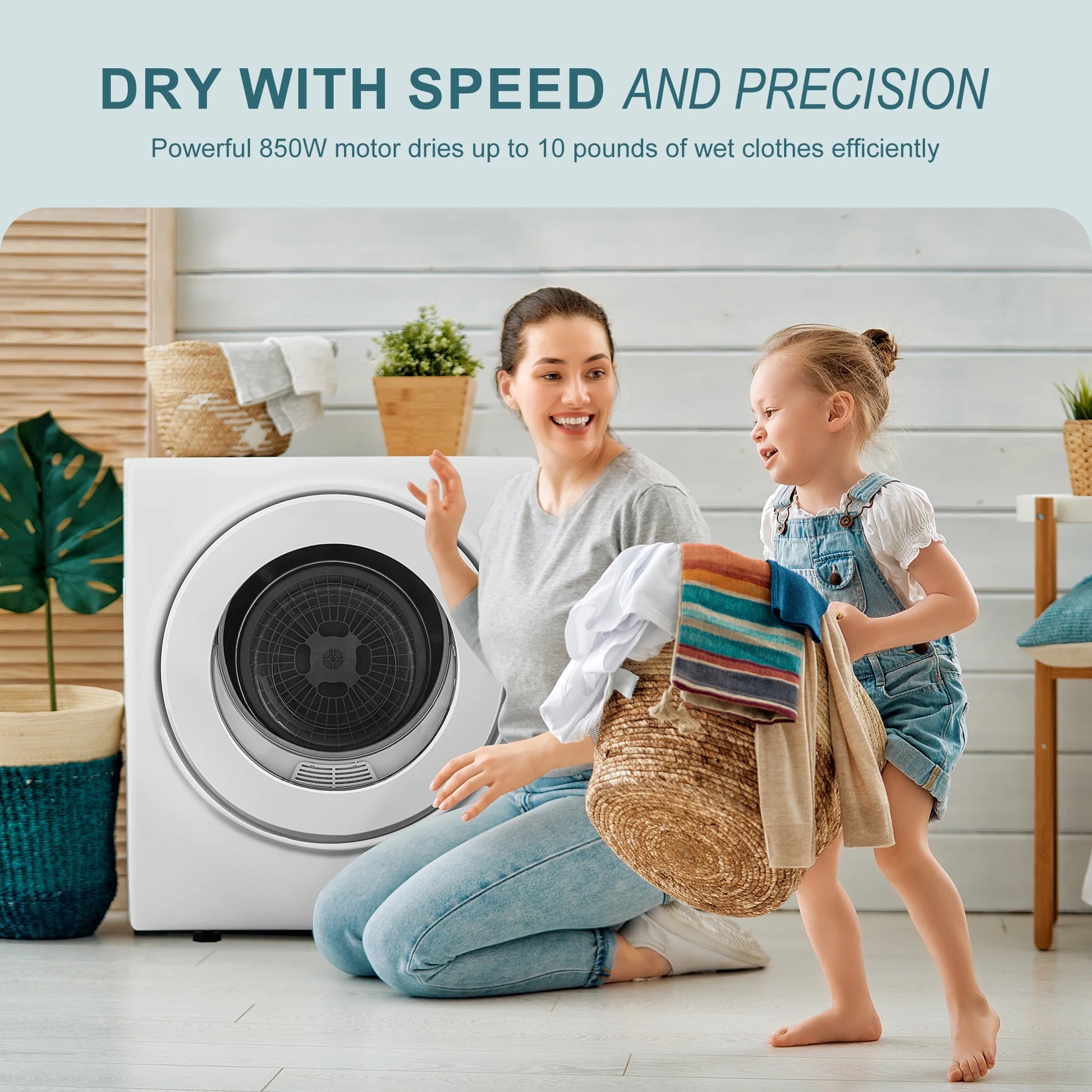 1.6 Cu. Ft. Electric Portable Clothes Dryer - Compact Design, 19.5 in W x 23.6 in H