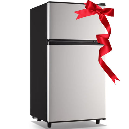 3.5 Cu. Ft. Compact Refrigerator with Freezer and Adjustable Thermostat - Silver Finish