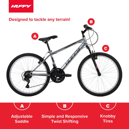 24" Rock Creek Mountain Bike for Adults, Suitable for Riders 4'8" - 5'8", Gray