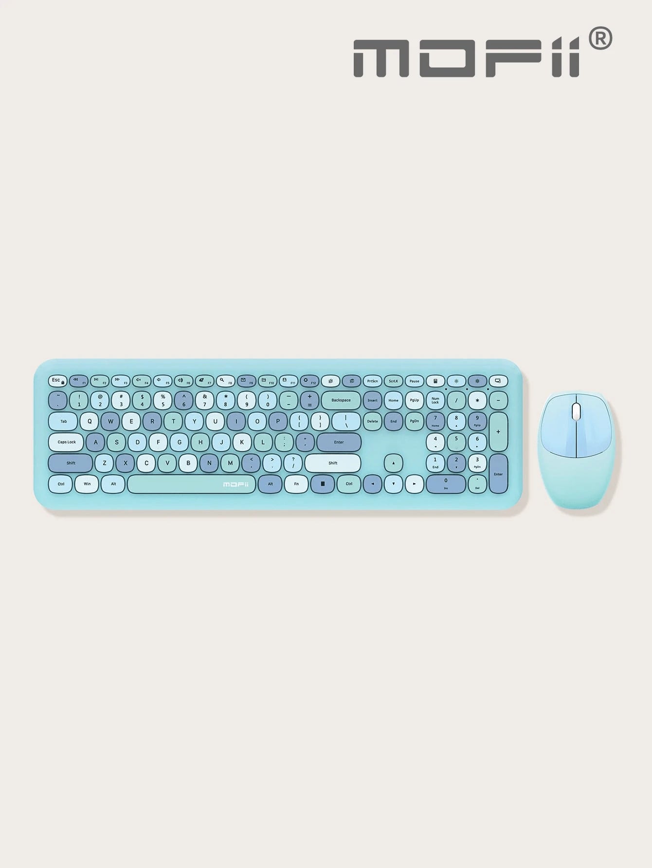 MOFII Mofii 666 Wireless Keyboard and Mouse Combo Set, Ultra-Thin round Cute Design for Home & Office Typing, Compatible with Notebook Computers, Desktop Computers, Etc. (Not Compatible with Iphone, Apple Laptop, Ipad)