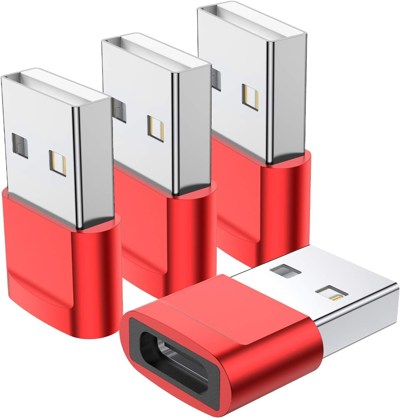 USB C Female to USB Male Adapter (4-Pack), Type C to USB a Charger Converter for Iphone 17 16 15 14 13 12 11 Pro Max, Samsung Galaxy S25 S24 S23 S22 Ultra, Apple Iwatch Watch Series 7 8, Airpods,Ipad