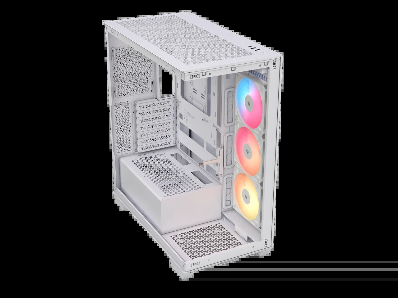 CORSAIR 3500X RS-R ARGB Mid-Tower PC Case – 3X Pre-Installed RS120-R ARGB Fans – GPU Anti-Sag Arm – Tempered Glass – Fits up to 10X 120Mm Fans – Reverse Connection Motherboard Compatible, White