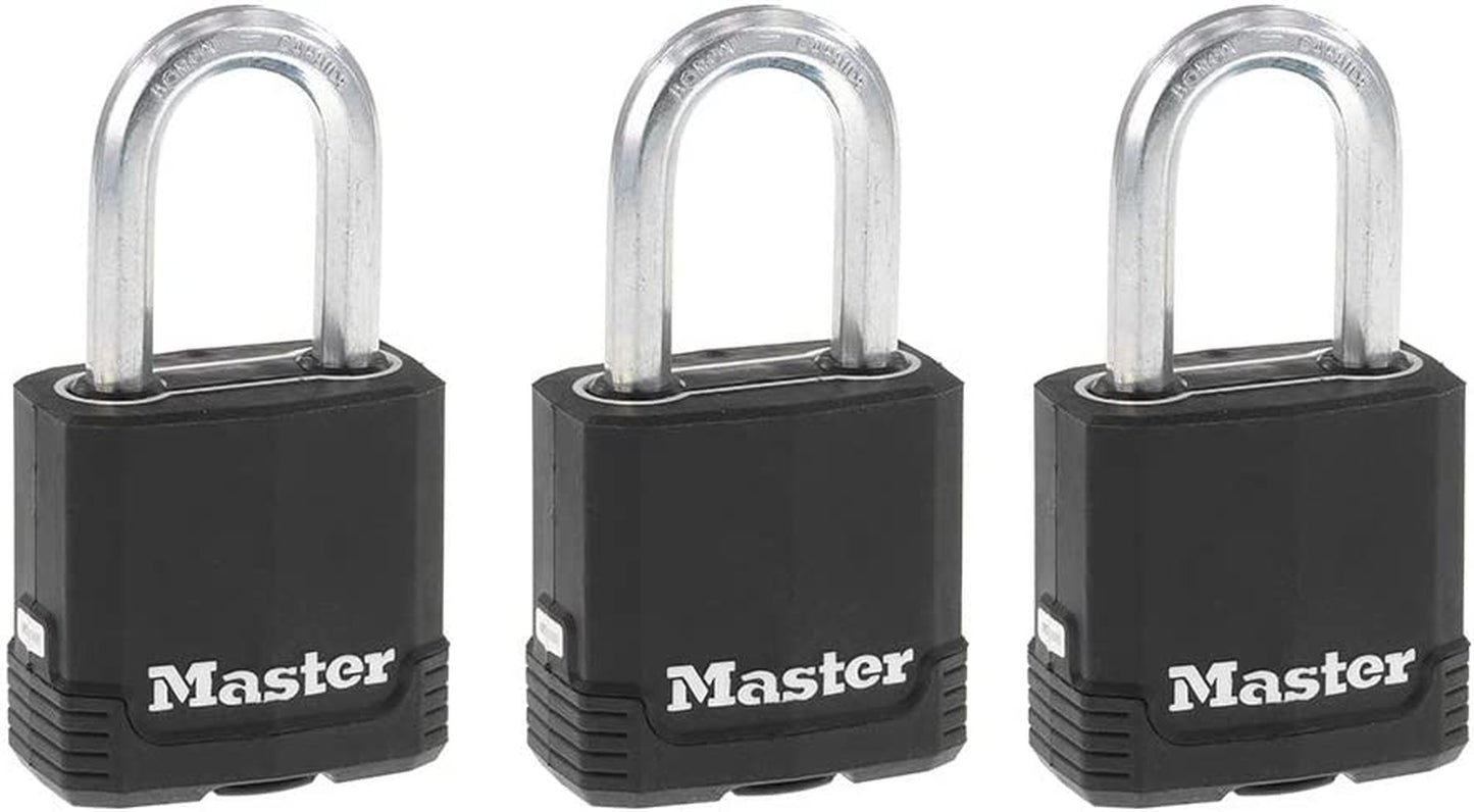 Master Lock Heavy-Duty Weather-Resistant Outdoor Key Lock Padlock Set, Keyed Alike, 4-Pack, Model M115XQLF