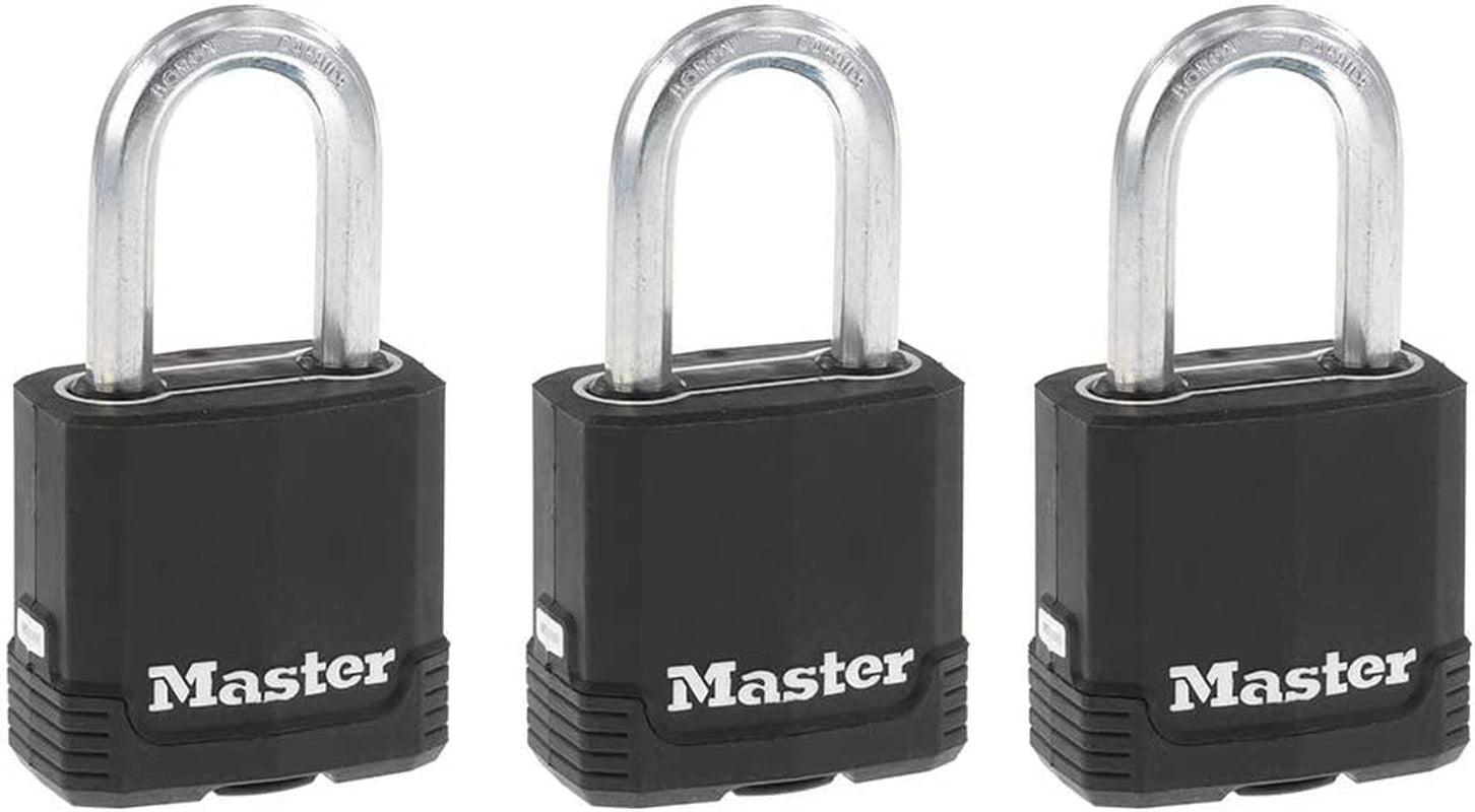 Master Lock Heavy-Duty Weather-Resistant Outdoor Key Lock Padlock Set, Keyed Alike, 4-Pack, Model M115XQLF
