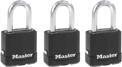 Master Lock Heavy-Duty Weather-Resistant Outdoor Key Lock Padlock Set, Keyed Alike, 4-Pack, Model M115XQLF
