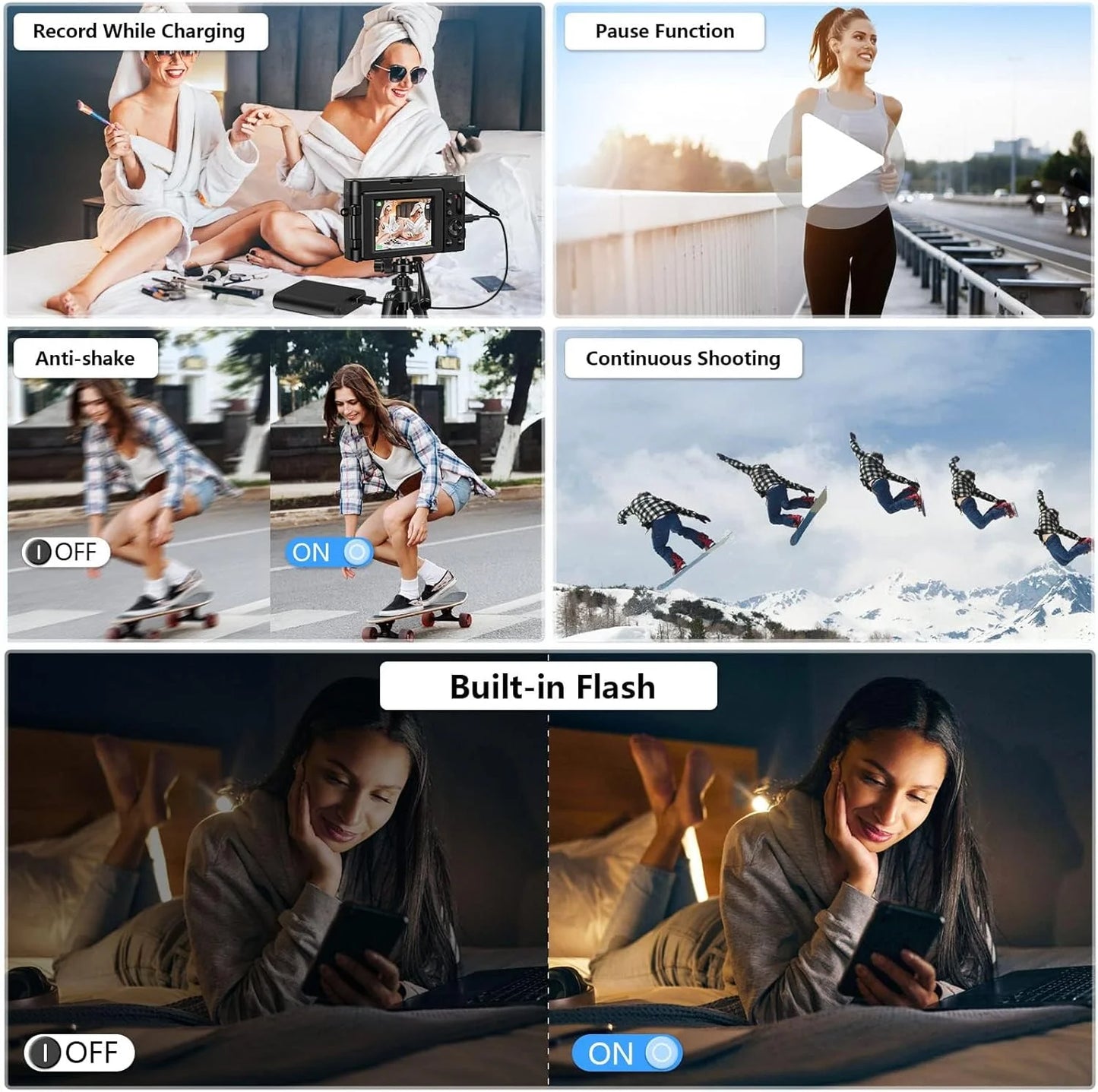 4K 48MP Digital Vlogging Camera with Autofocus and 16X Zoom, Includes 32GB SD Card for YouTube Content Creation