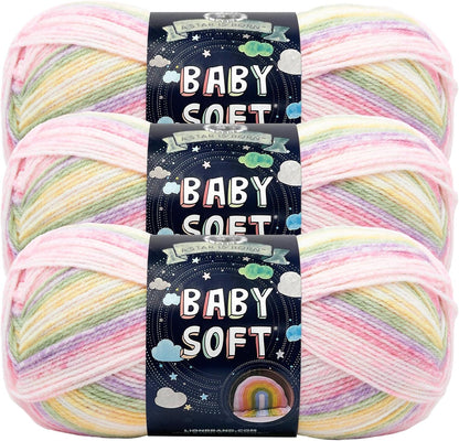 Lion Brand Yarn Baby Soft Blanket Yarn for Crocheting, Knitting, and Crafts, Lemonade, Set of 3