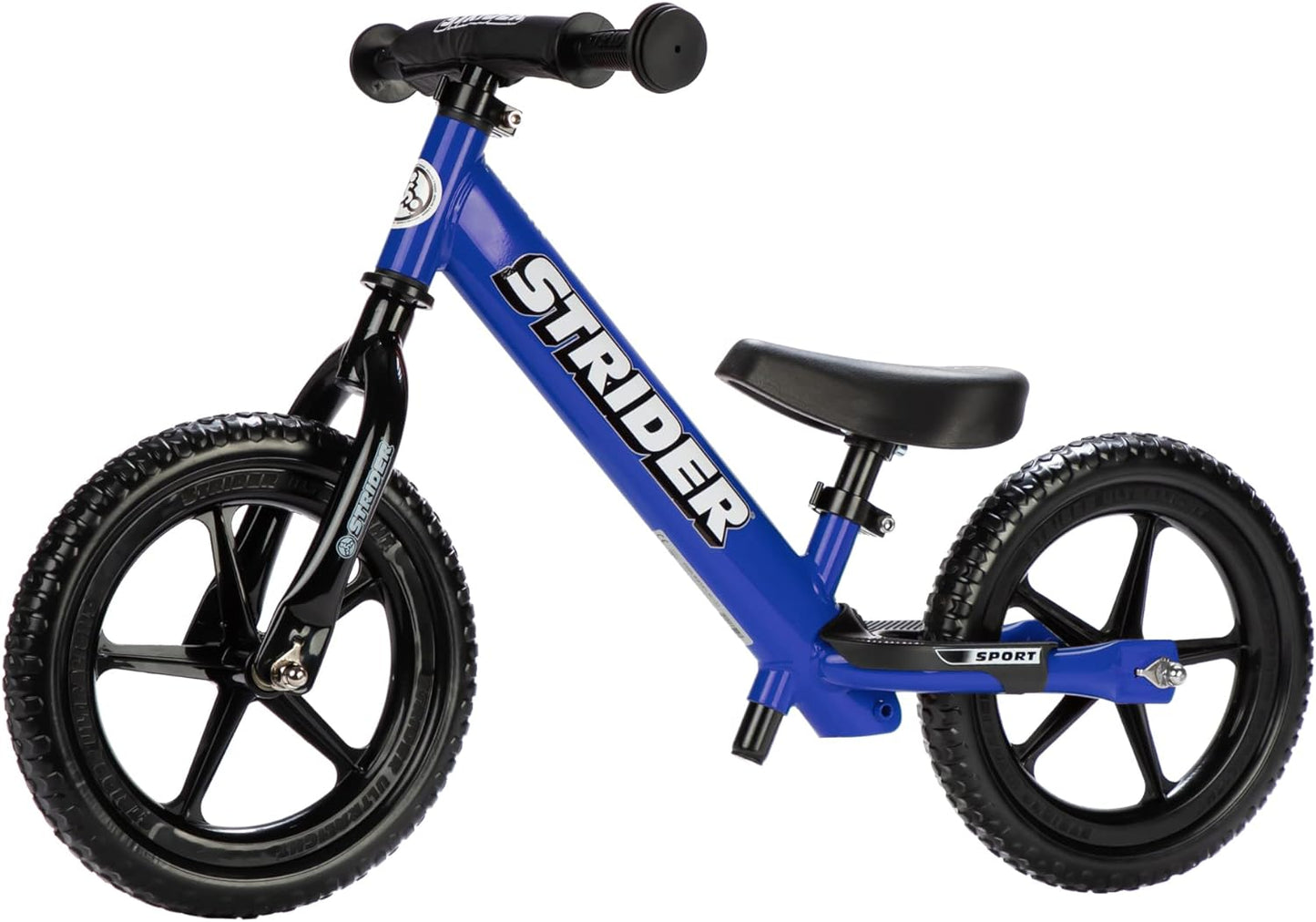 Strider 12” Sport Balance Bike for Children Aged 1 to 4 Years - Features Safety Pad, Padded Seat, Mini Grips, and Flat-Free Tires - Easy Tool-Free Assembly and Adjustments