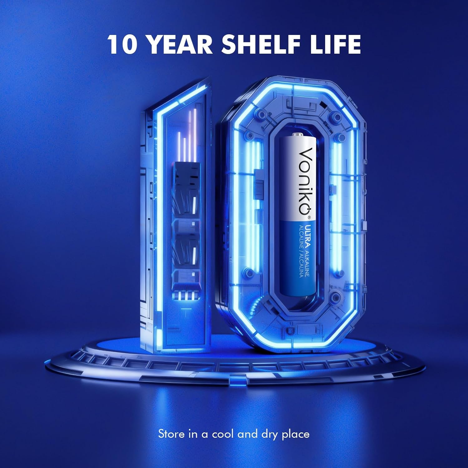 Voniko Ultra AAA Alkaline Batteries - 24 Pack, Long-Lasting Performance, 10-Year Shelf Life, Leak-Proof and Mercury-Free