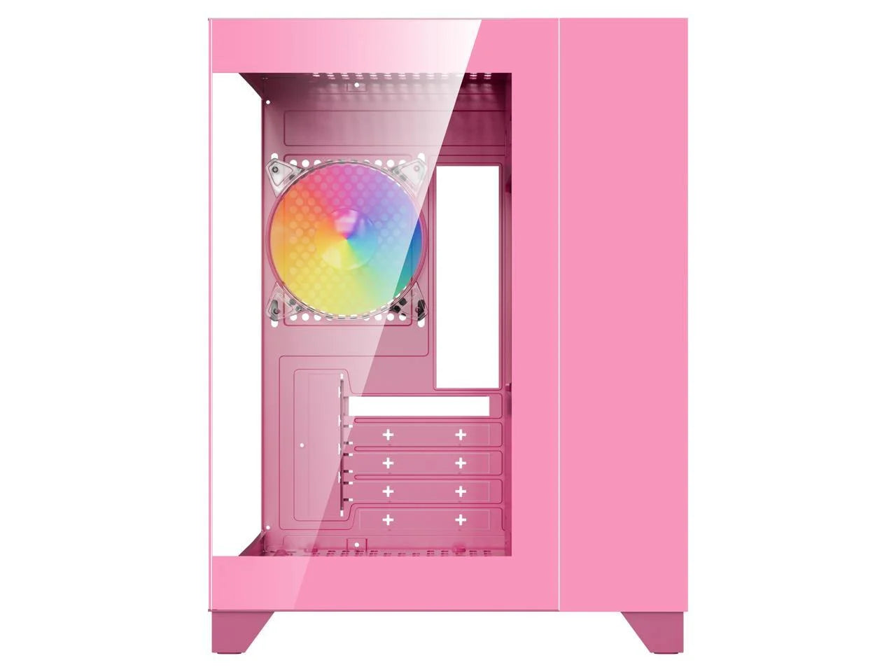 DIYPC ARGB-Q1.V2-P Pink USB3.0 Tempered Glass Micro ATX Gaming Computer Case W/ Dual Tempered Glass Panel and 3 X ARGB 120Mm Fans (Pre-Installed)