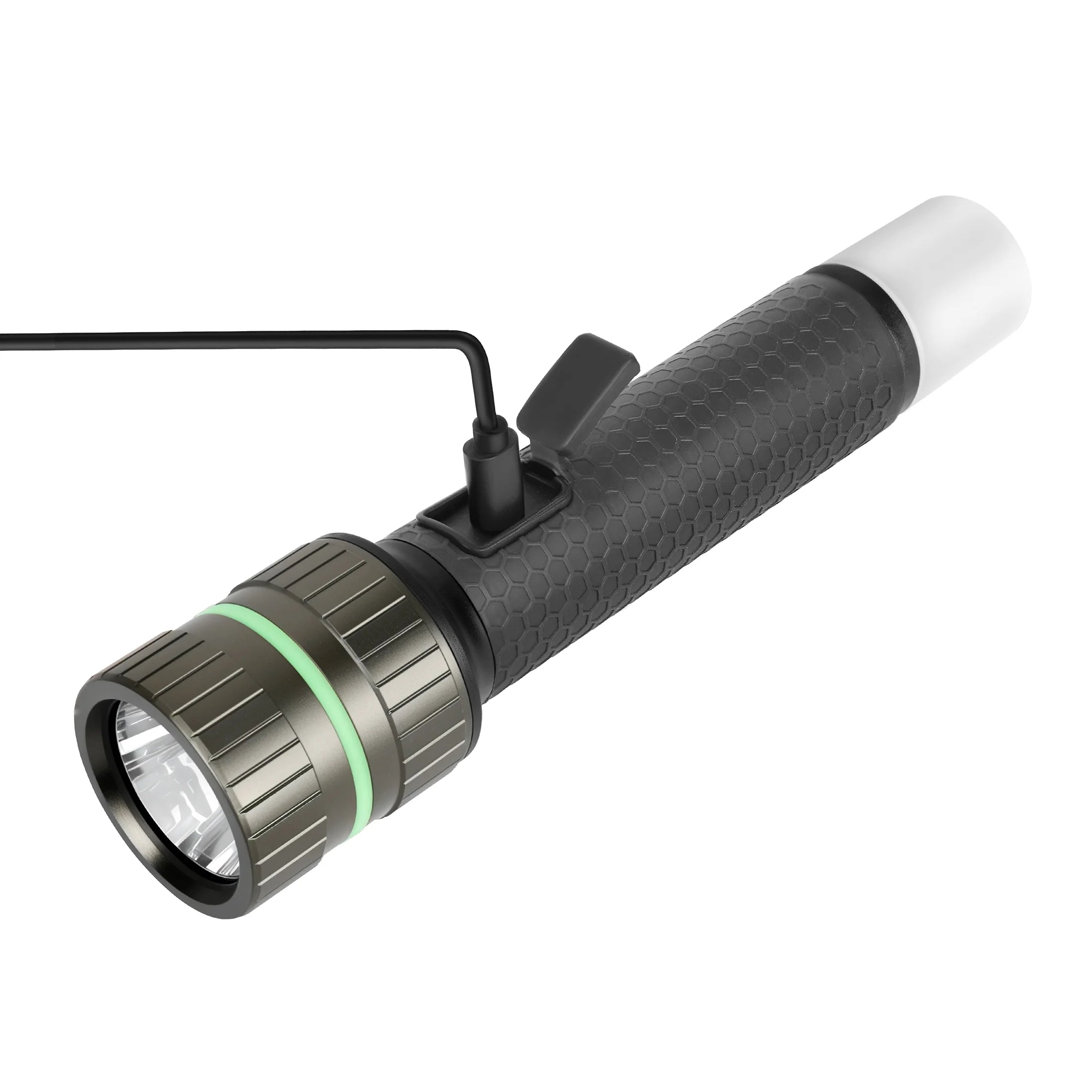 Swiss Tech 1800 Lumen LED Rechargeable Combo Flashlight, IPX4 Weatherproof, Drop Resistant, Black