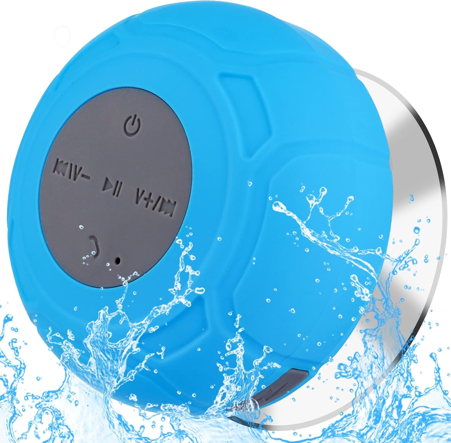 Waterproof Bluetooth Shower Speaker - Portable Wireless Water-Resistant Speaker with Suction Cup and Built-In Microphone, Ideal Gift for Kids, Compatible with iPhone, Tablets, and Suitable for Bathroom and Kitchen Use - Black