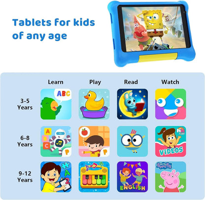 Kids Tablet 7 Inch, Android 13 Allwinner Go Quad Core, 5GB RAM + 32GB ROM, 128GB Expansion, HD Display, Wi-Fi, Children Tablet with Parent Control - Blue