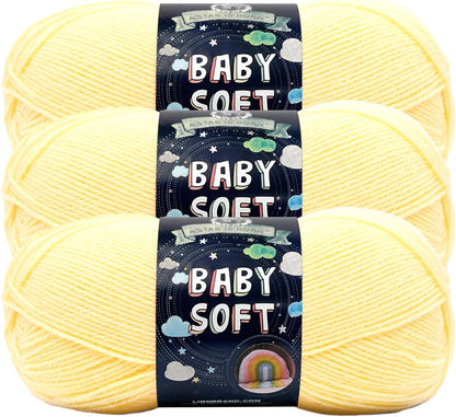 Lion Brand Yarn Baby Soft Blanket Yarn for Crocheting, Knitting, and Crafts, Lemonade, Set of 3