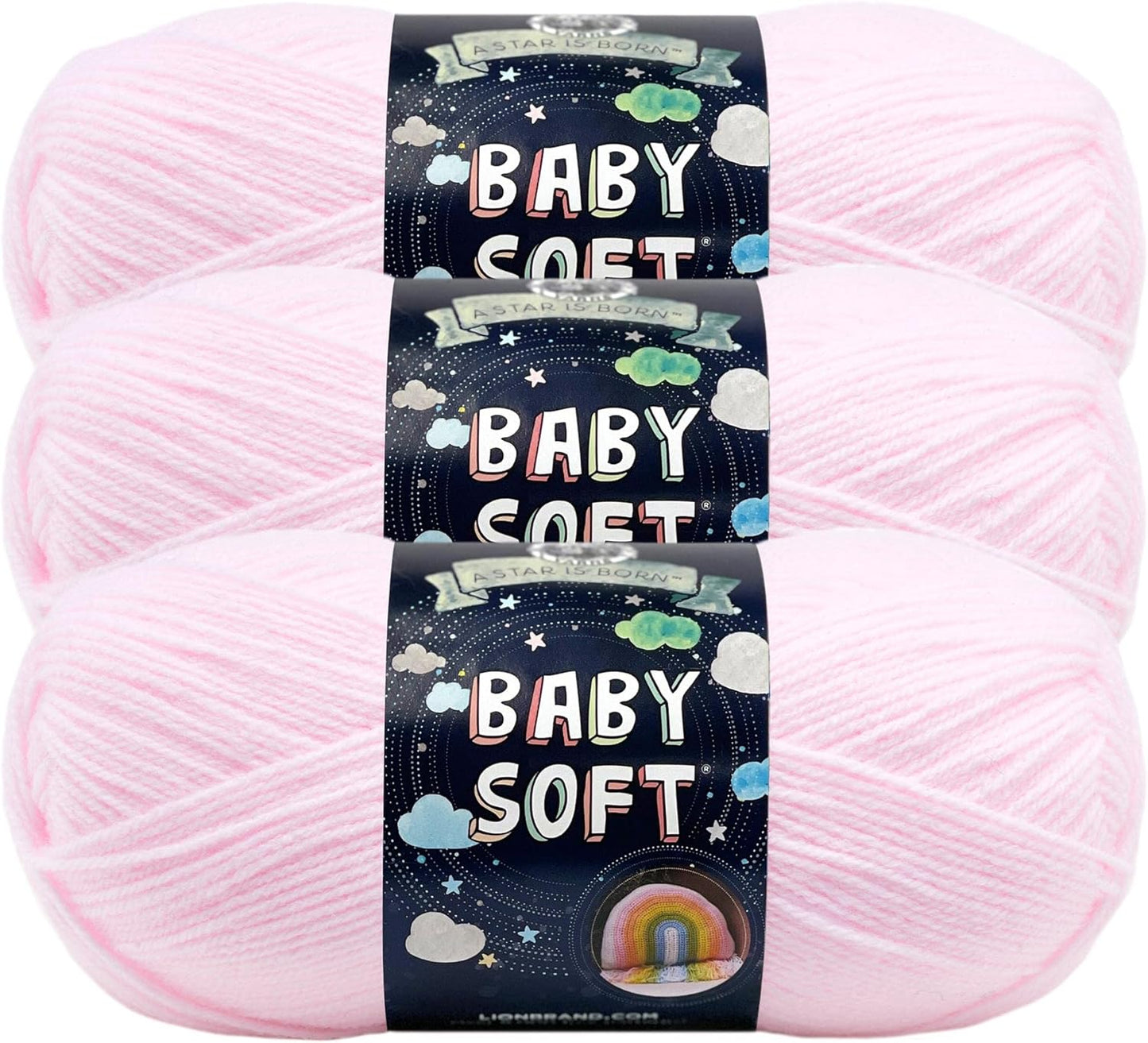 Lion Brand Yarn Baby Soft Blanket Yarn for Crocheting, Knitting, and Crafts, Lemonade, Set of 3