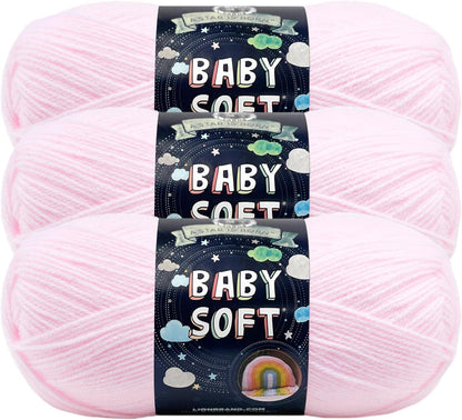 Lion Brand Yarn Baby Soft Blanket Yarn for Crocheting, Knitting, and Crafts, Lemonade, Set of 3