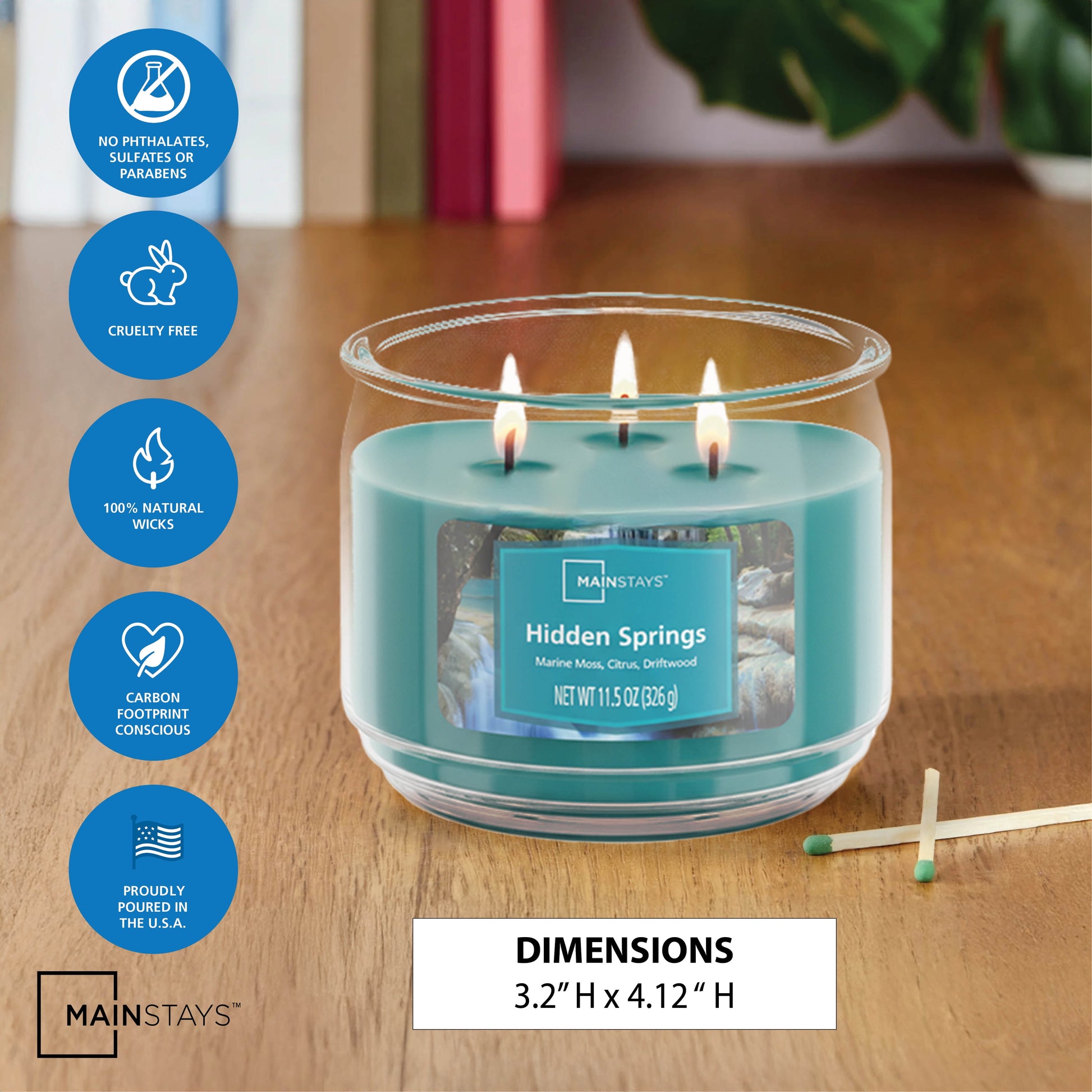 11.5 oz. 3-Wick Scented Glass Jar Candle in Hidden Springs