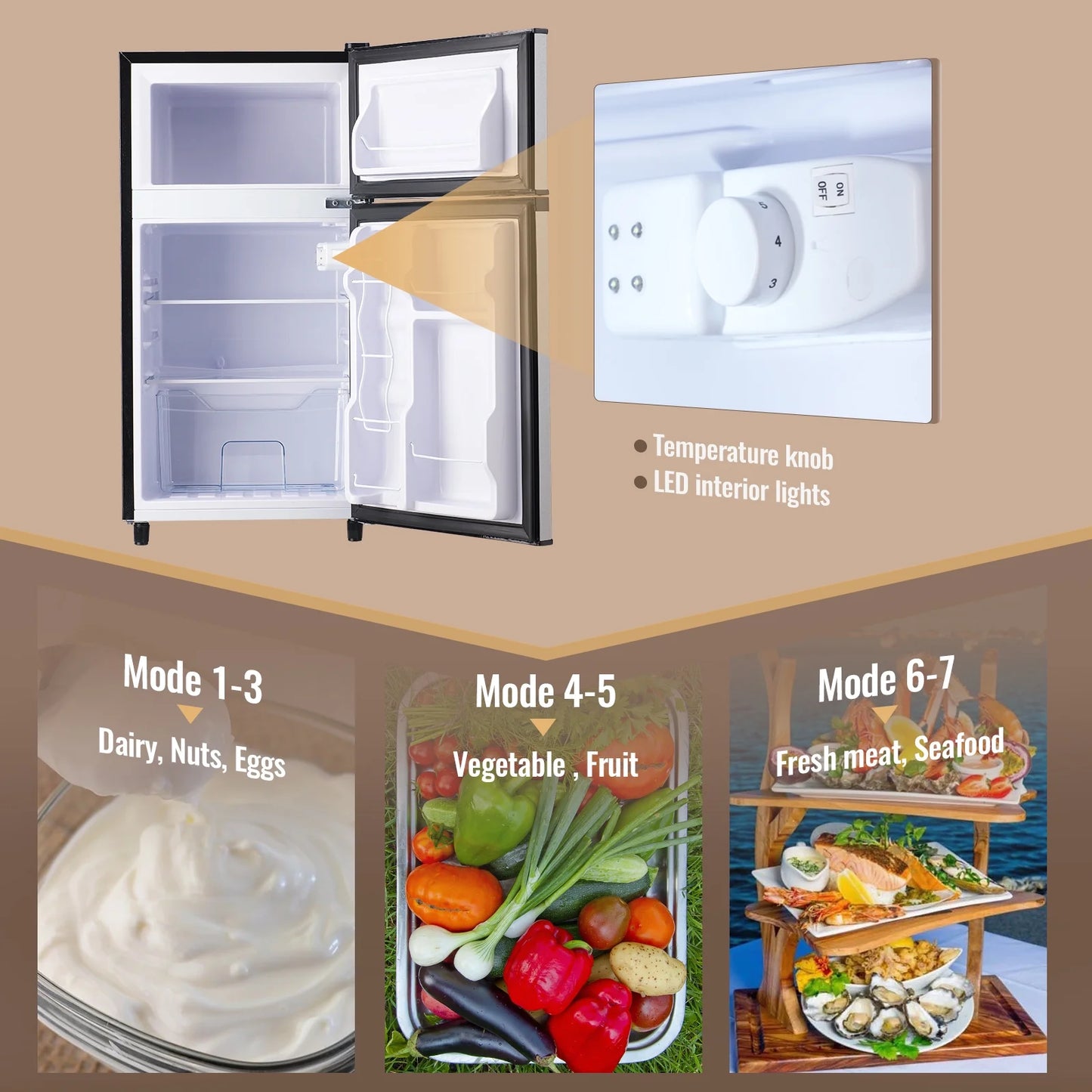 3.5 Cu. Ft. Compact Refrigerator with Freezer and Adjustable Thermostat - Silver Finish