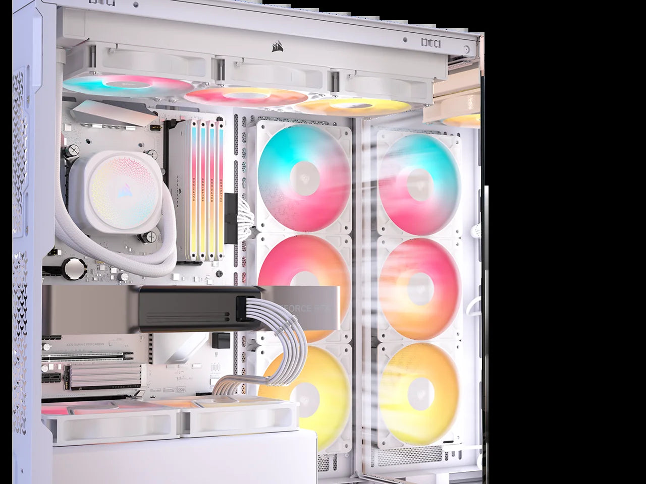 CORSAIR 3500X RS-R ARGB Mid-Tower PC Case – 3X Pre-Installed RS120-R ARGB Fans – GPU Anti-Sag Arm – Tempered Glass – Fits up to 10X 120Mm Fans – Reverse Connection Motherboard Compatible, White