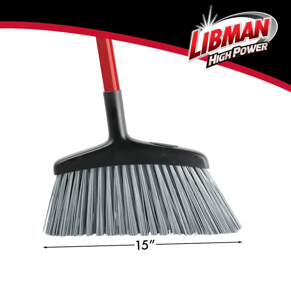 15 In. High Power Rough Surface Angle Broom with Steel Handle