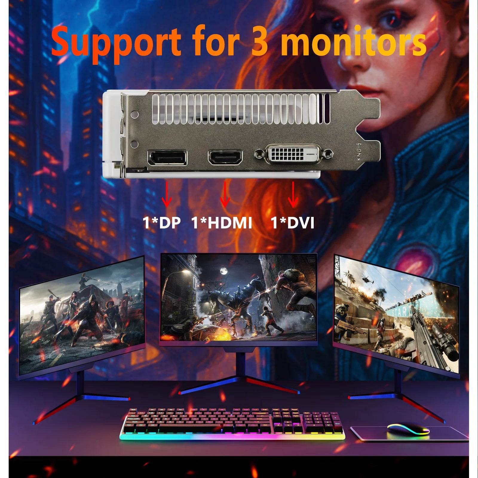 AMD Radeon RX580 8GB 256-Bit GDDR5 Gaming Graphics Card with Dual Fans and PCI Express 3.0 - White