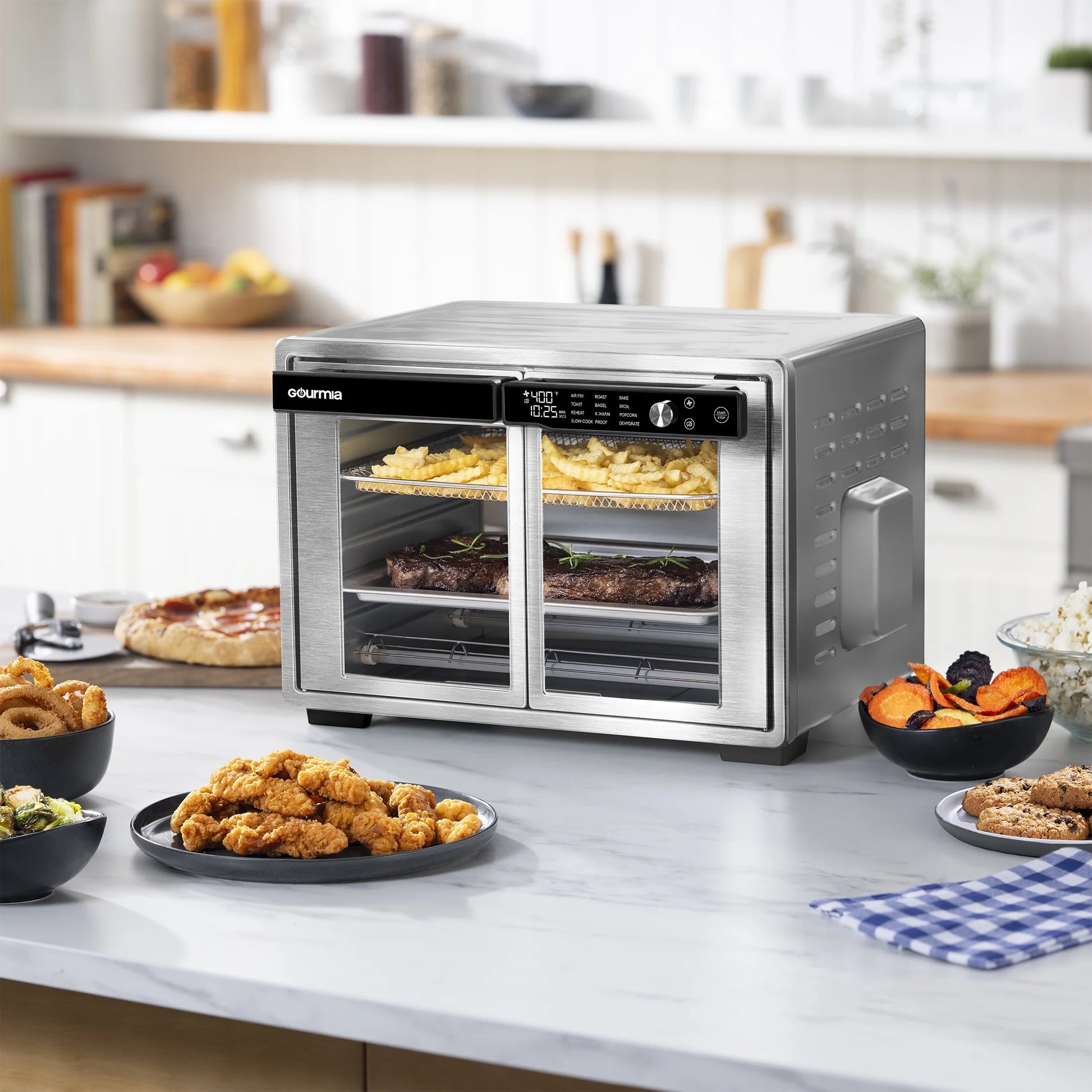 1700W 9-Slice Digital Toaster Oven and Air Fryer with 12 Cooking Presets, 35L Capacity, Stainless Steel Finish