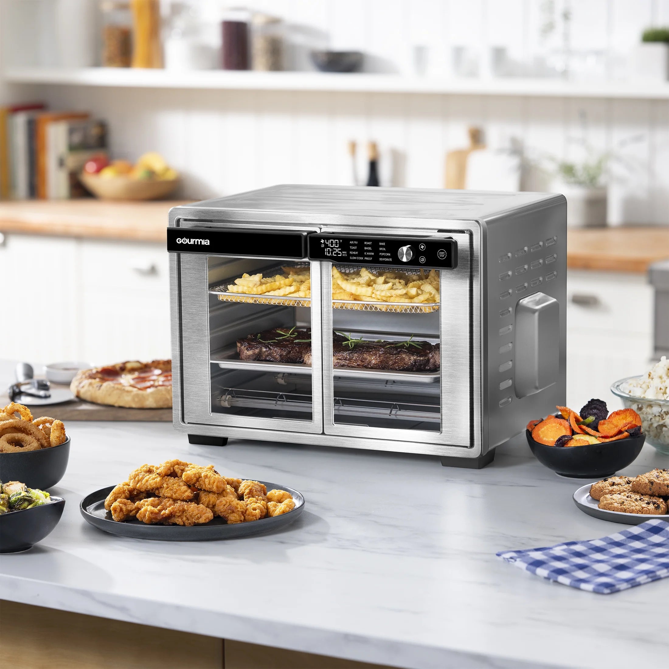 1700W 9-Slice Digital Toaster Oven and Air Fryer with 12 Cooking Presets, 35L Capacity, Stainless Steel Finish