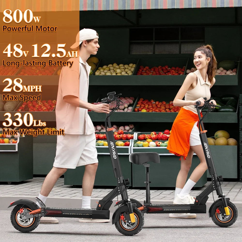 800W Electric Scooter for Adults with Seat, 12.5Ah Battery, 3 Speed Settings, Capable of 28 MPH and 32 Miles Range