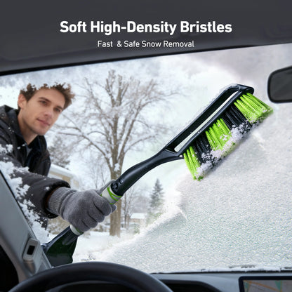 Detachable Snow Brush and Ice Scraper Set for Automotive Windshields, Ergonomic Foam Grip, Suitable for Cars, Trucks, and SUVs, Green
