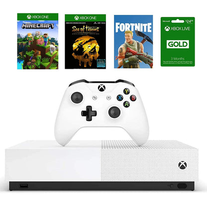 Xbox One S 1TB All Digital Edition with 3 Games Bundle (Disc-Free Gaming), White[Previous Generation]