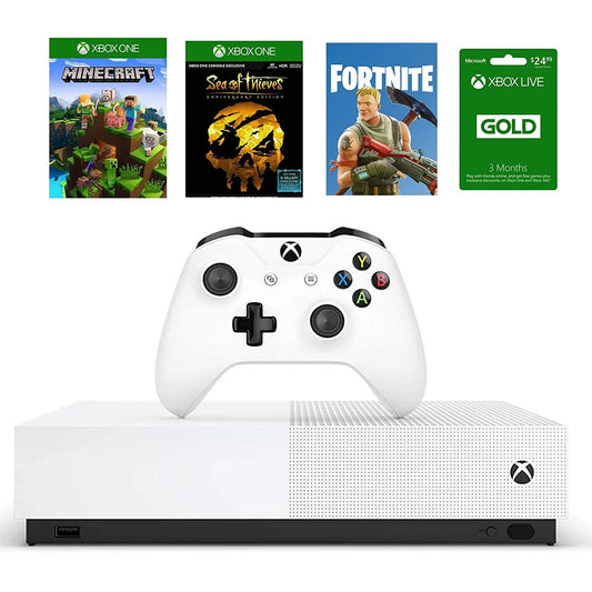 Xbox One S 1TB All Digital Edition with 3 Games Bundle (Disc-Free Gaming), White[Previous Generation]
