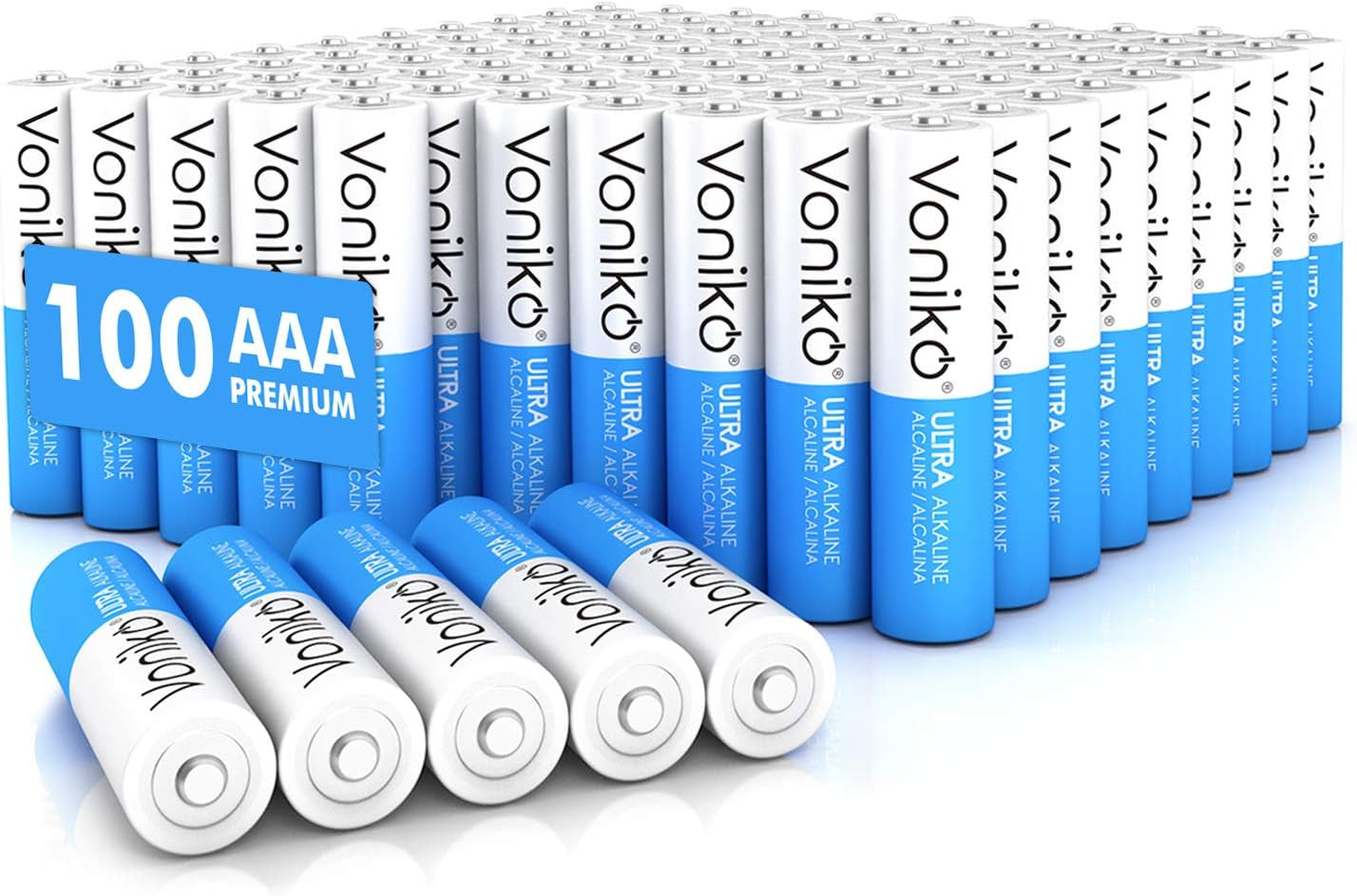 Voniko Ultra AAA Alkaline Batteries - 24 Pack, Long-Lasting Performance, 10-Year Shelf Life, Leak-Proof and Mercury-Free