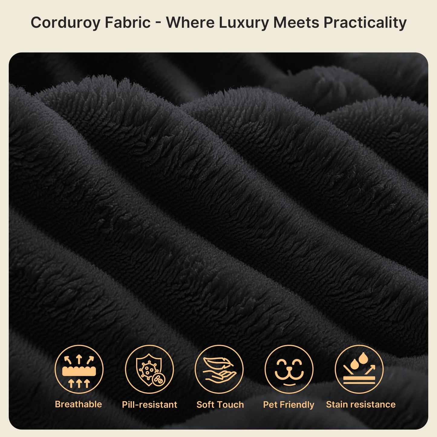 105" Cloud Sectional Sofa with L-Shape Chaise - Upholstered Couch for Living Room or Bedroom, No Assembly Required, Black