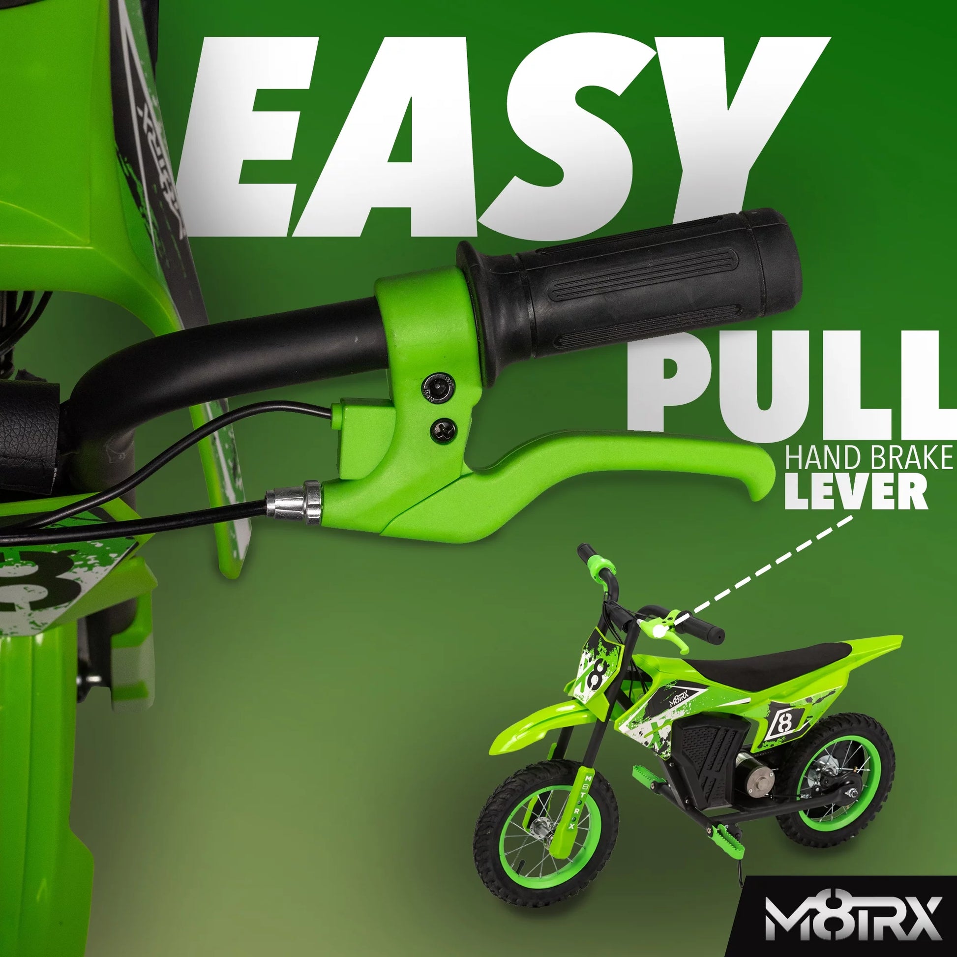 Green 12V Mini Electric Child Dirt Bike, Battery Powered Toy Motorcycle, Kids Ride On, Ages 5 Years and Up