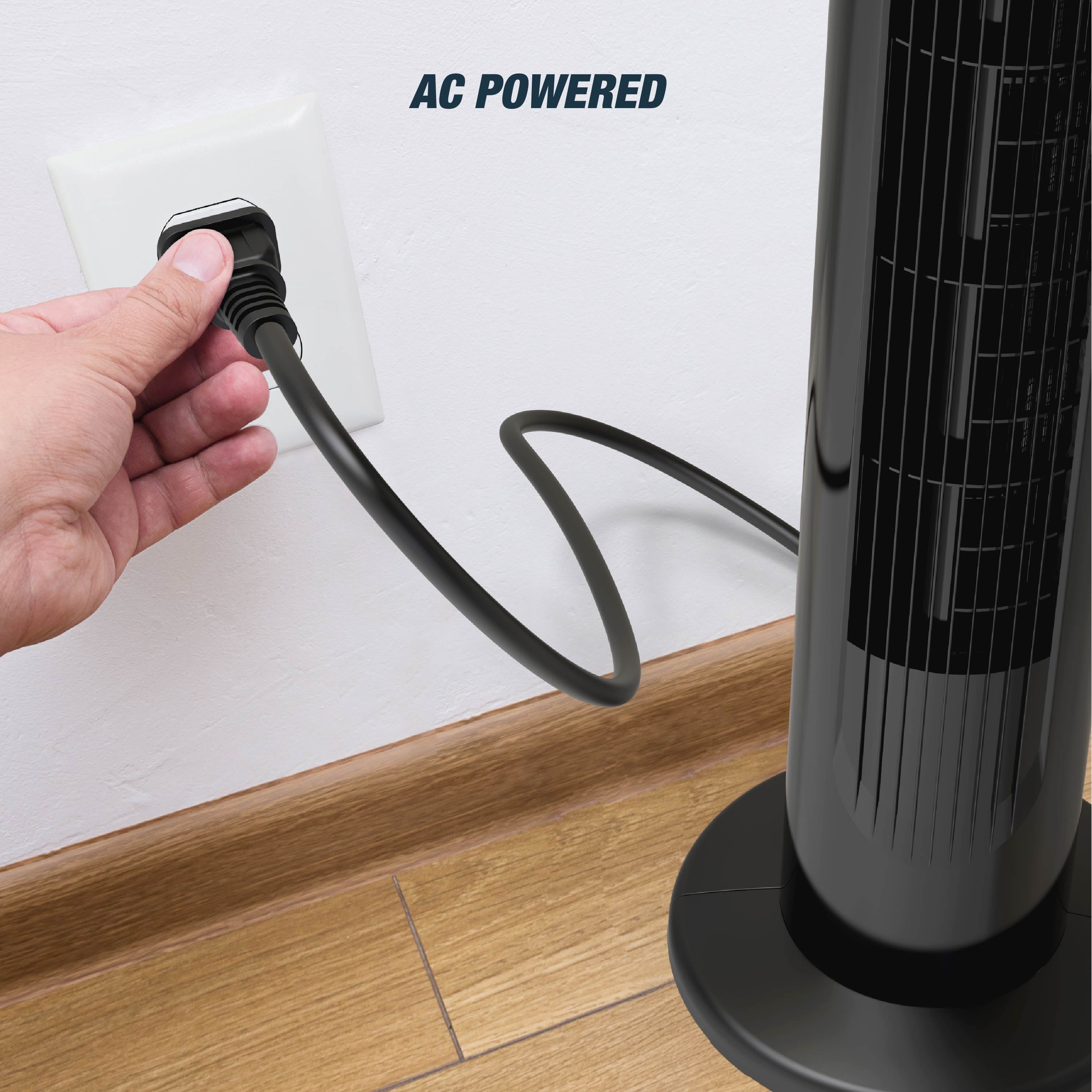 Gusto 33" Bladeless Tower Fan, 3-Speed Electric Fan with LED Display and Wifi Function, Black