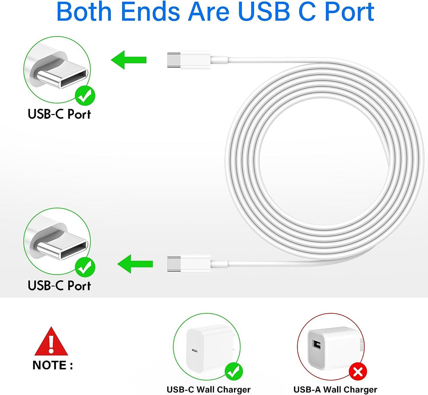 3-Pack USB-C to USB-C Fast Charging and Data Sync Cables