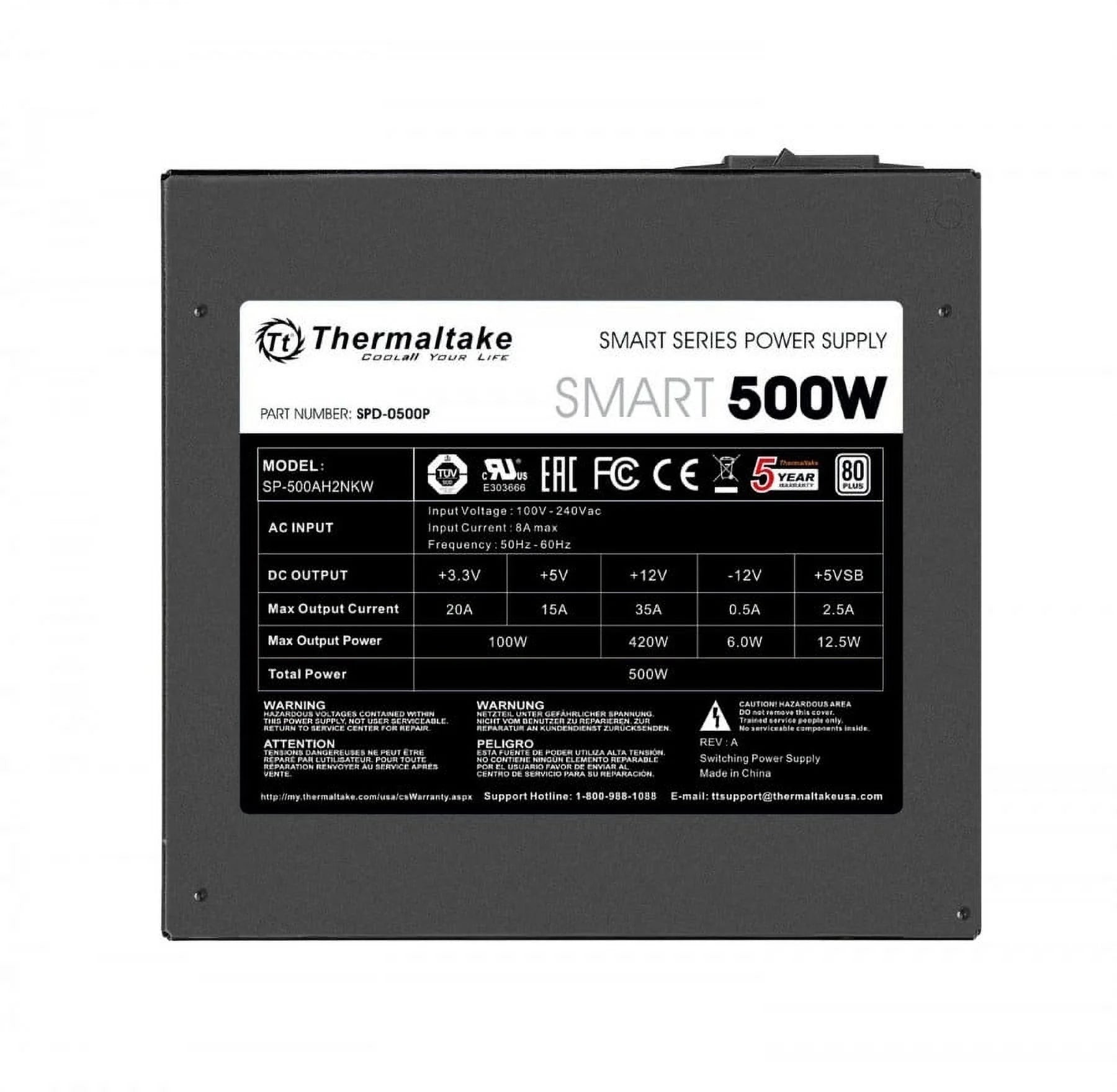 Thermaltake Smart 80PLUS White Power Supply Unit - 500W