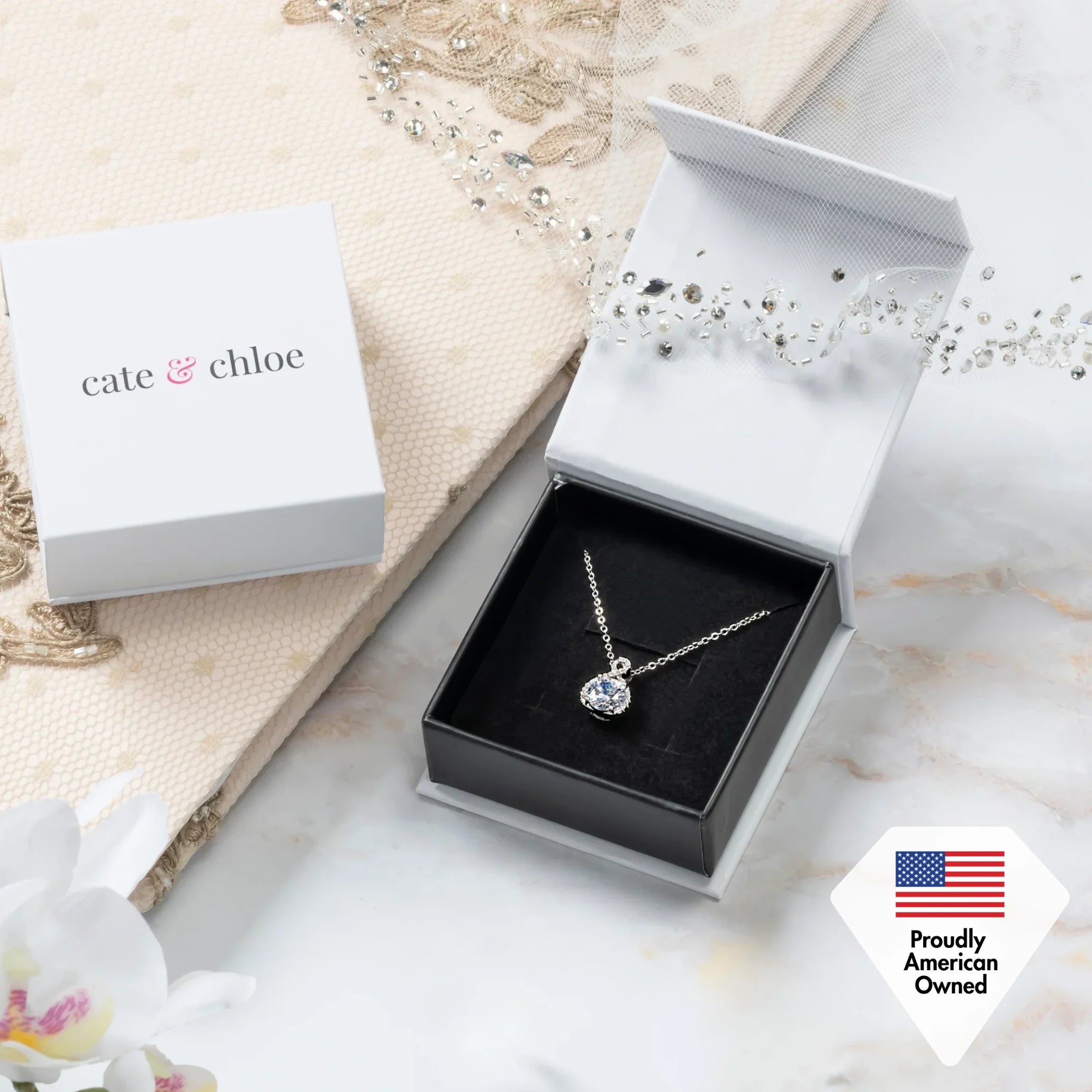 Alessandra 18K Rose Gold Plated Women's Necklace with Simulated Diamond Crystals