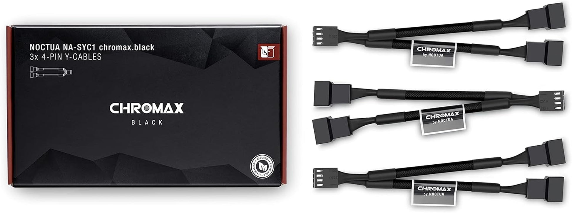 Noctua NA-SYC1 Chromax.Black, 4 Pin Y-Cables for PC Fans (Black)