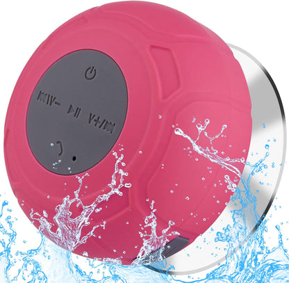 Waterproof Bluetooth Shower Speaker - Portable Wireless Water-Resistant Speaker with Suction Cup and Built-In Microphone, Ideal Gift for Kids, Compatible with iPhone, Tablets, and Suitable for Bathroom and Kitchen Use - Black