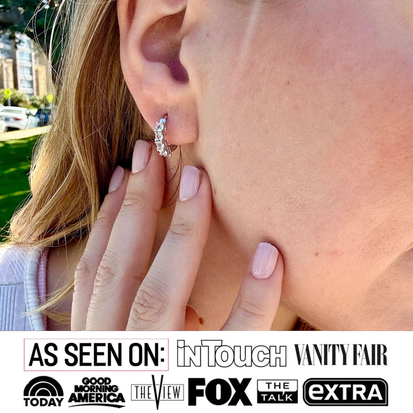 Bethany 18K White Gold Plated 15mm Hoop Earrings with Swarovski Crystals for Women