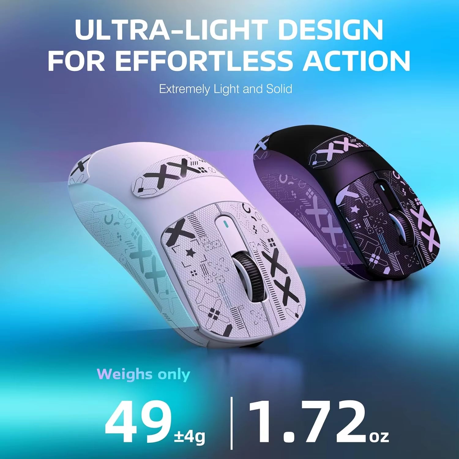 ATTACK SHARK X3 Lightweight Wireless Gaming Mouse, 49G Tri-Mode,Paw3395 26K DPI Sensor, 200H Battery Life,5 Programmable Buttons