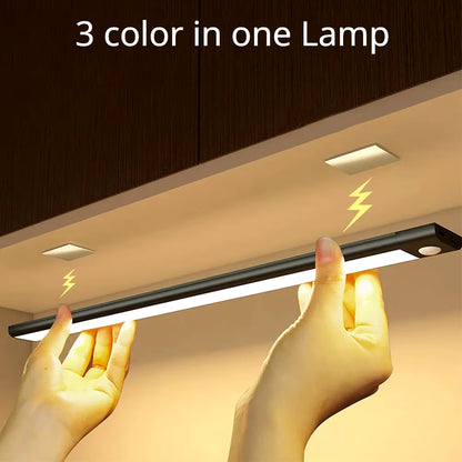 Wireless LED Motion Sensor Night Light - USB Rechargeable Under Cabinet Lamp for Kitchen and Wardrobe