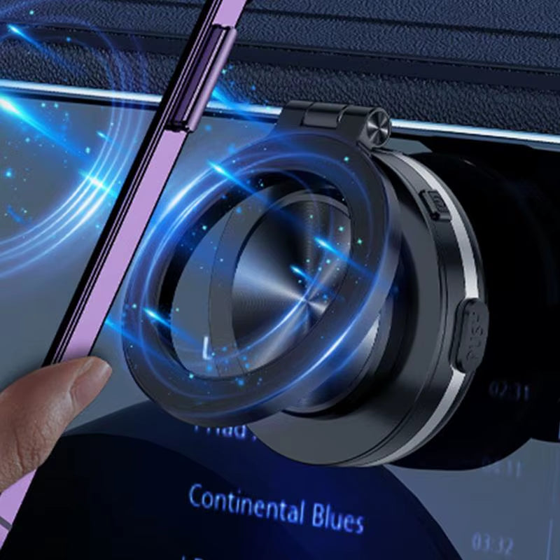 Magnetic Car Phone Mount with Vacuum Double-Sided Suction Cup, Folding Bracket, and 360-Degree Rotation