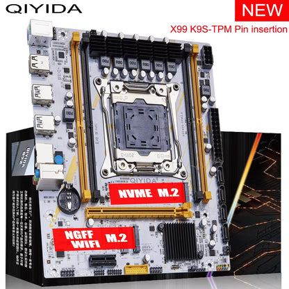 QIYIDA X99 Motherboard LGA 2011-3 Set Kit Xeon E5 2680 V4 CPU Processor 32G=2*16G DDR4 REG ECC RAM Memory NVME M.2 TPM2.0 Plug