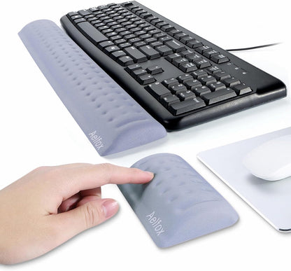 Keyboard Wrist Rest & Mouse Pad with Wrist Support Set, Memory Foam Ergonomic Wrist Pad for Computer Keyboard Laptop Wrist Rest, Arm Rest for Desk Accessories in Home Office School(Black)