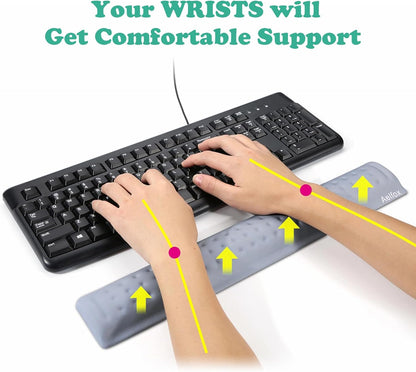 Keyboard Wrist Rest & Mouse Pad with Wrist Support Set, Memory Foam Ergonomic Wrist Pad for Computer Keyboard Laptop Wrist Rest, Arm Rest for Desk Accessories in Home Office School(Black)