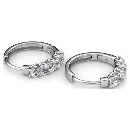 Bethany 18K White Gold Plated 15mm Hoop Earrings with Swarovski Crystals for Women